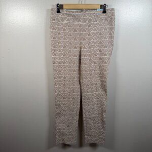 J. Mclaughlin Masie Pants Size 12 White Coffee Brown Tummy Control Pull On